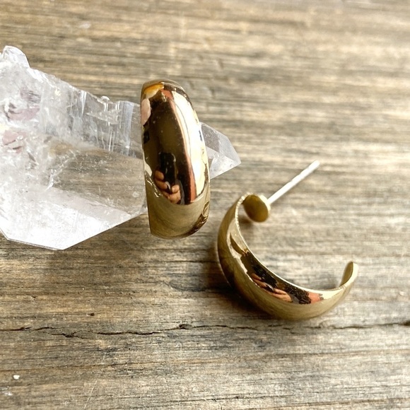 14k gold mini open hoops/manifesting good fortune/crown chakra - Picture 1 of 6